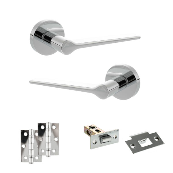 Atlantic Senza Pari Laviano Door Handle Pack (Latch Set - 2.5" Latch, 3" Hinges x2) - Polished Chrome