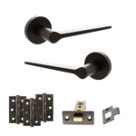 Atlantic Senza Pari Laviano Door Handle Pack (Latch Set - 2.5" CE Latch, 3" Fire Rated Hinges x3) - Urban Dark Bronze