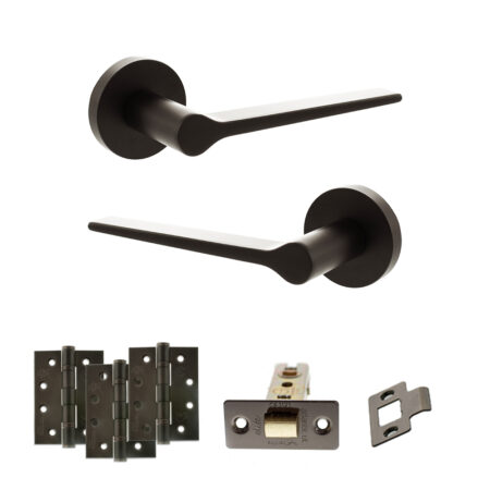 Senza Pari Laviano Door Handle Pack (Latch Set - 2.5" CE Latch, 4" Fire Rated Hinges x3) - Urban Dark Bronze