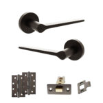 Atlantic Senza Pari Laviano Door Handle Pack (Latch Set - 3" CE Latch, 4" Slim Knuckle Hinges x2) - Urban Dark Bronze