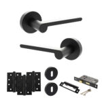 Senza Pari Darrio Door Handle Pack (3 Lever Lock Set - 2.5" CE Sashlock, 4" Fire Rated Hinges x3) - Matt Black