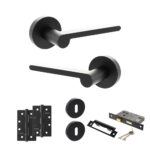 Senza Pari Darrio Door Handle Pack (3 Lever Lock Set - 2.5" CE Sashlock, 4" Slim Knuckle Hinges x2) - Matt Black