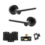 Senza Pari Darrio Door Handle Pack (Latch Set - 2.5" CE Latch, 4" Fire Rated Hinges x3) - Matt Black