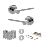 Senza Pari Darrio Door Handle Pack (3 Lever Lock Set - 2.5" CE Sashlock, 3" Fire Rated Hinges x3) - Polished Chrome