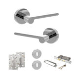 Senza Pari Darrio Door Handle Pack (3 Lever Lock Set - 2.5" CE Sashlock, 4" Slim Knuckle Hinges x2) - Polished Chrome