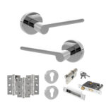 Senza Pari Darrio Door Handle Pack (Euro Lock Set - 2.5" CE Sashlock, 3" Fire Rated Hinges x3) - Polished Chrome