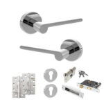 Senza Pari Darrio Door Handle Pack (Euro Lock Set - 3" CE Sashlock, 4" Slim Knuckle Hinges x2) - Polished Chrome