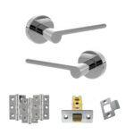 Senza Pari Darrio Door Handle Pack (Latch Set - 3" CE Latch, 3" Fire Rated Hinges x3) - Polished Chrome