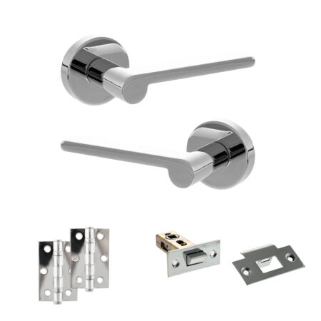 Senza Pari Darrio Door Handle Pack (Latch Set - 2.5" Latch, 3" Hinges x2) - Polished Chrome
