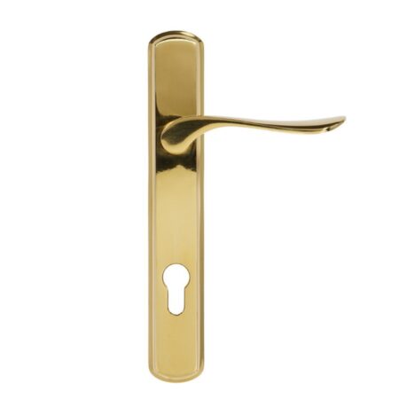 BLU Regent 092 Left Hand Multipoint Door Lock Handle Dual Sprung 316 Grade Stainless Steel PVD Polished Brass Finish - Image 2