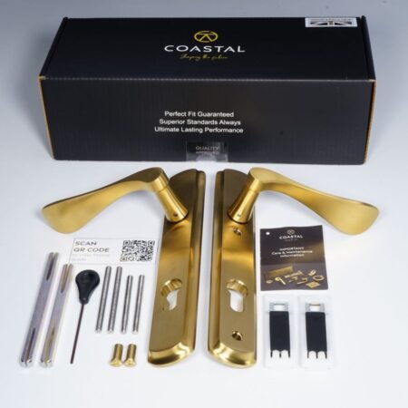 BLU Regent 092 Right Hand Multipoint Door Lock Handle Dual Sprung 316 Grade Stainless Steel PVD Satin Brass Finish - Image 4