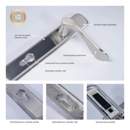 BLU Regent 092 Right Hand Multipoint Door Lock Handle Dual Sprung 316 Grade Satin Stainless Steel - Image 3