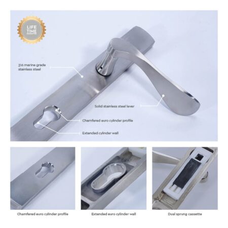 BLU Regent 095 Right Hand Multipoint Door Lock Handle Dual Sprung 316 Grade Satin Stainless Steel - Image 3