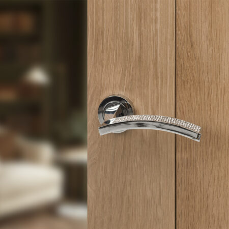 Senza Pari Crystal Door Handle Pack (Latch Set - 2.5" CE Latch, 4" Fire Rated Hinges x3) - Polished Chrome - Image 6