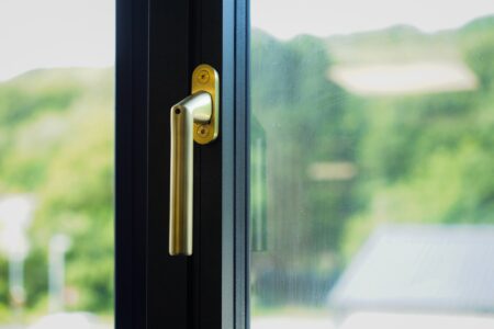 blu SST100 Inline Angled Lockable Window Espag Handle 316 Stainless Steel PVD Satin Brass Finish - Image 4