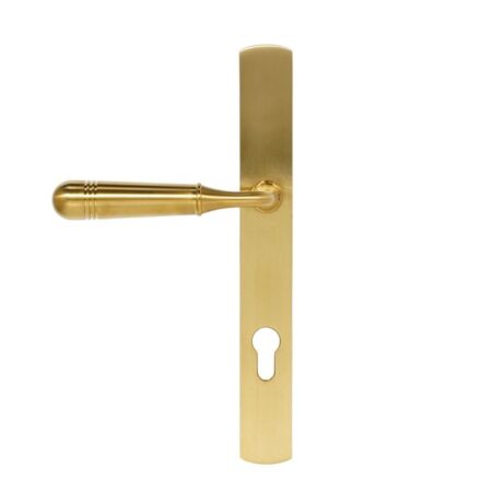 BLU TBH095 Opera Lever on Backplate Multipoint Door Lock Handle Universally Handed 316 Stainless Steel PVD Satin Brass Finish - Image 2