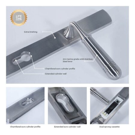 BLU Opera 095 Multipoint Door Lock Handle Dual Sprung 316 Grade Satin Stainless Steel - Image 3