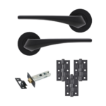Eclipse Lanza Insignia Latch Pack C/W 76mm Latch 3No 76X51mm Hinges - Matt Black