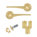 Eclipse Lanza Insignia Latch Pack C/W 76mm Latch 3No 76X51mm Hinges - Satin Brass