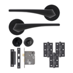 Eclipse Lanza Insignia Bathroom Pack C/W 76mm Lock 3No 76X51mm Hinges - Matt Black