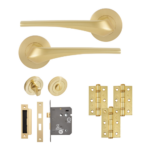 Eclipse Lanza Insignia Bathroom Pack C/W 76mm Lock 3No 76X51mm Hinges - Satin Brass