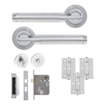 Eclipse Elettra Freestyle Bathroom Pack C/W 76mm Lock 3No 76X51mm Hinges - Cp/Satin Chrome
