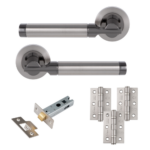 Eclipse Elettra Freestyle Latch Pack C/W 76mm Latch 3No 76X51mm Hinges - Sn/Brushed Nickel