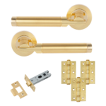 Eclipse Elettra Freestyle Latch Pack C/W 76mm Latch 3No 76X51mm Hinges - Satin Brass/Polished Brass
