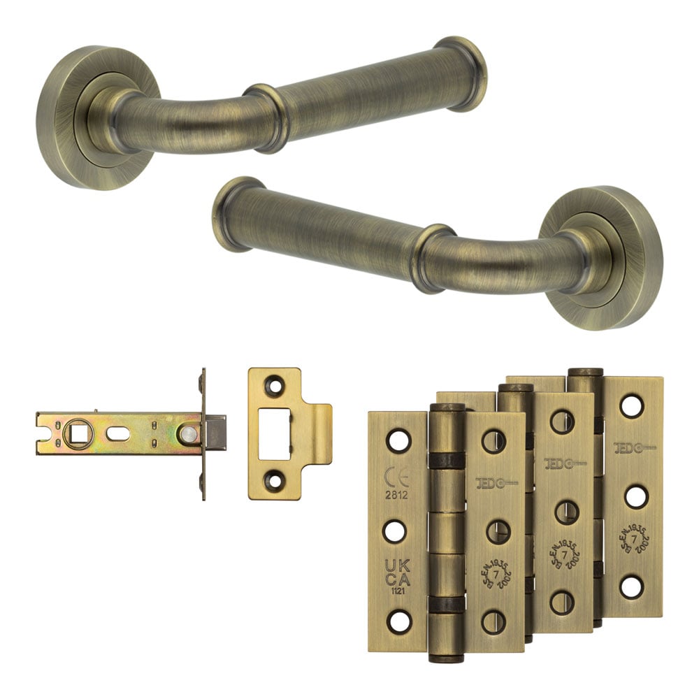 je-a3b-ab.jpg Frelan Hardware Complete Classic Door Handle Pack - Internal Doors - Antique Brass - Image 1