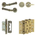 Frelan Hardware Complete Classic Door Handle Pack - Bathroom - Antique Brass
