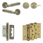 Frelan Hardware Complete Bloom Door Handle Pack - Bathroom - Antique Brass
