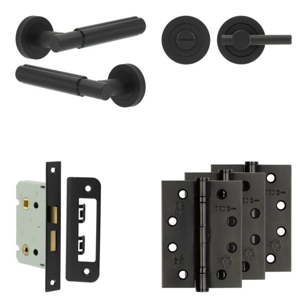 Frelan Hardware Complete Bloom Door Handle Pack - Bathroom - Black