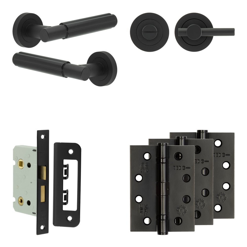 je-b5a2-mb.jpg Frelan Hardware Complete Bloom Door Handle Pack - Bathroom - Black - Image 1