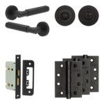 Frelan Hardware Complete Bloom Door Handle Pack - Bathroom - Black