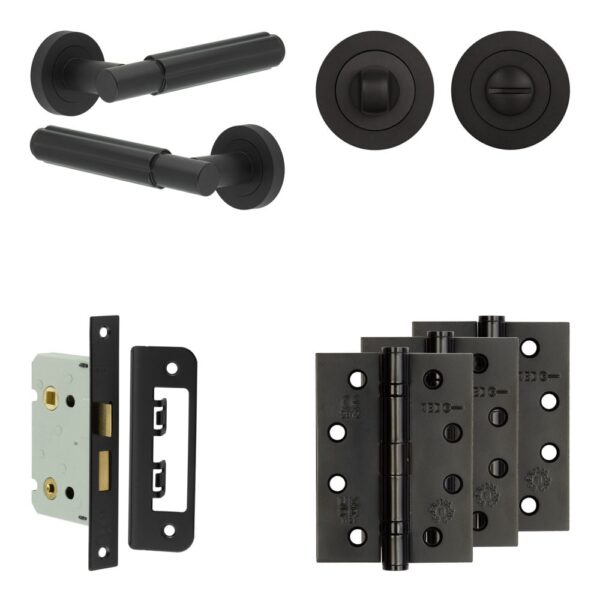 Frelan Hardware Complete Bloom Door Handle Pack - Bathroom - Black