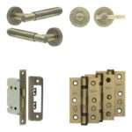 Frelan Hardware Complete Bloom Door Handle Pack - Bathroom - Antique Brass