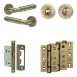 Frelan Hardware Complete Bloom Door Handle Pack - Bathroom - Antique Brass