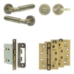 Frelan Hardware Complete Bloom Door Handle Pack - Bathroom - Antique Brass