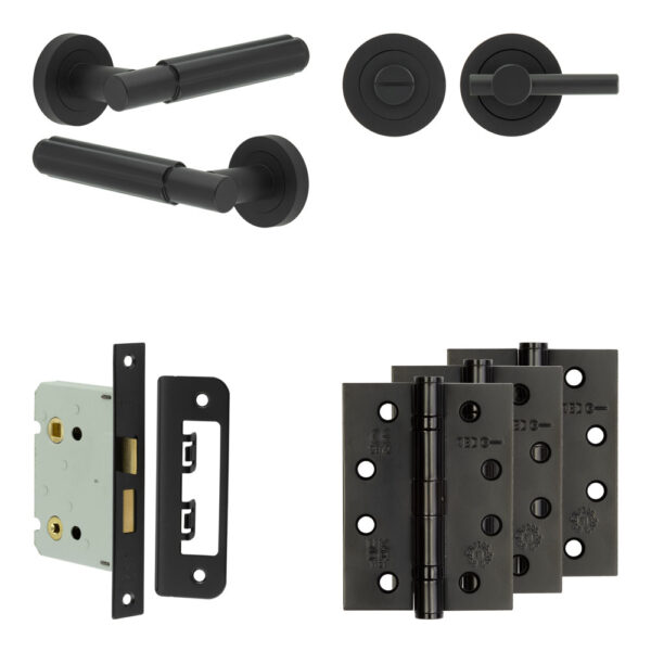 Frelan Hardware Complete Bloom Door Handle Pack - Bathroom - Black
