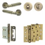 Frelan Hardware Complete Bloom Door Handle Pack - Bathroom - Antique Brass