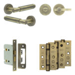 Frelan Hardware Complete Bloom Door Handle Pack - Bathroom - Antique Brass