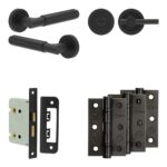 Frelan Hardware Complete Bloom Door Handle Pack - Bathroom - Black