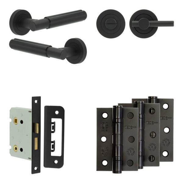 Frelan Hardware Complete Bloom Door Handle Pack - Bathroom - Black