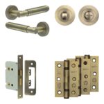 Frelan Hardware Complete Bloom Door Handle Pack - Bathroom - Antique Brass