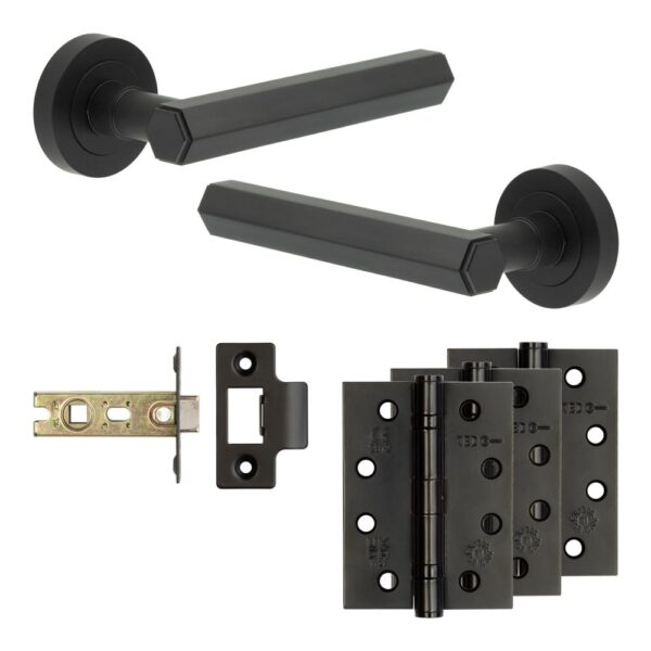 Frelan Hardware Complete Hex Door Handle Pack - Internal Doors - Black