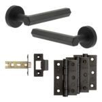 Frelan Hardware Complete Hex Door Handle Pack - Internal Doors - Black