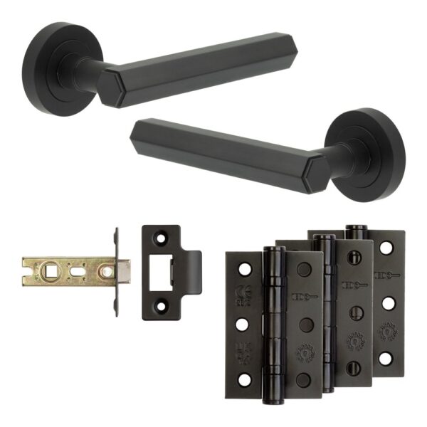 Frelan Hardware Complete Hex Door Handle Pack - Internal Doors - Black