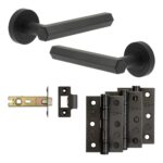 Frelan Hardware Complete Hex Door Handle Pack - Internal Doors - Black
