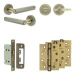 Frelan Hardware Complete Hex Door Handle Pack - Bathroom - Antique Brass