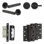 Frelan Hardware Complete Hex Door Handle Pack - Bathroom - Black